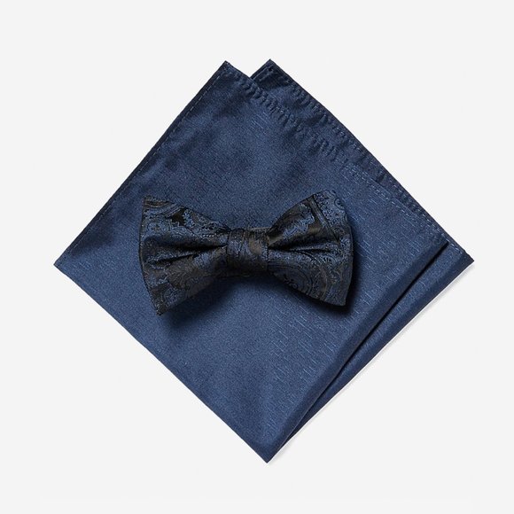 Express Other - NEW! Blue Paisley Bow Tie & Pocket Square Gift Set